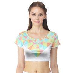 Stained Glass T- Shirt Polygon Geometric Heart Retro T- Shirt Short Sleeve Crop Top by maxcute