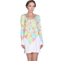 Stained Glass T- Shirt Polygon Geometric Heart Retro T- Shirt Long Sleeve Nightdress by maxcute