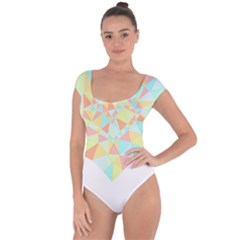 Stained Glass T- Shirt Polygon Geometric Heart Retro T- Shirt Short Sleeve Leotard  by maxcute