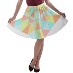 Stained Glass T- Shirt Polygon Geometric Heart Retro T- Shirt A-line Skater Skirt by maxcute