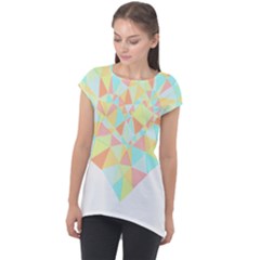 Stained Glass T- Shirt Polygon Geometric Heart Retro T- Shirt Cap Sleeve High Low Top by maxcute