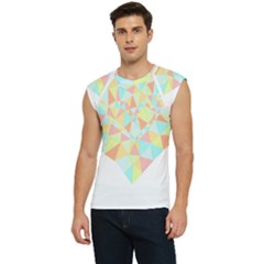 Stained Glass T- Shirt Polygon Geometric Heart Retro T- Shirt Men s Raglan Cap Sleeve Tee by maxcute