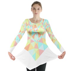 Stained Glass T- Shirt Polygon Geometric Heart Retro T- Shirt Long Sleeve Tunic  by maxcute