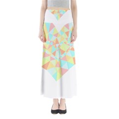 Stained Glass T- Shirt Polygon Geometric Heart Retro T- Shirt Full Length Maxi Skirt by maxcute