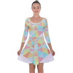 Stained Glass T- Shirt Polygon Geometric Heart Retro T- Shirt Quarter Sleeve Skater Dress by maxcute