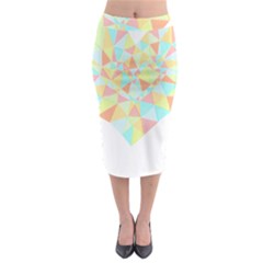 Stained Glass T- Shirt Polygon Geometric Heart Retro T- Shirt Midi Pencil Skirt by maxcute