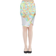 Stained Glass T- Shirt Polygon Geometric Heart Retro T- Shirt Midi Wrap Pencil Skirt by maxcute