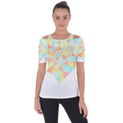 Stained Glass T- Shirt Polygon Geometric Heart Retro T- Shirt Shoulder Cut Out Short Sleeve Top by maxcute