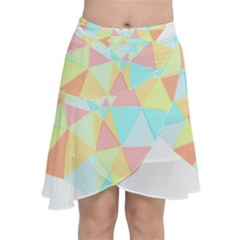 Stained Glass T- Shirt Polygon Geometric Heart Retro T- Shirt Chiffon Wrap Front Skirt by maxcute