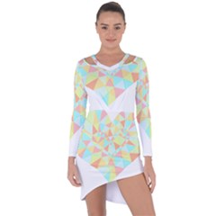 Stained Glass T- Shirt Polygon Geometric Heart Retro T- Shirt Asymmetric Cut-out Shift Dress by maxcute