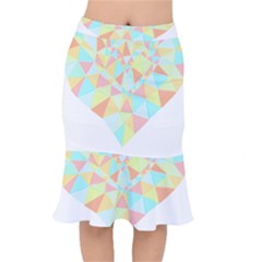 Stained Glass T- Shirt Polygon Geometric Heart Retro T- Shirt Short Mermaid Skirt by maxcute