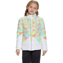 Stained Glass T- Shirt Polygon Geometric Heart Retro T- Shirt Kids  Puffer Bubble Jacket Coat by maxcute