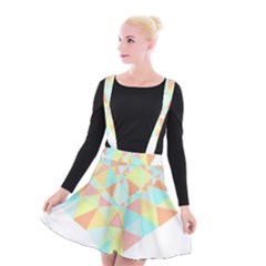 Stained Glass T- Shirt Polygon Geometric Heart Retro T- Shirt Suspender Skater Skirt by maxcute