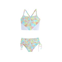 Stained Glass T- Shirt Polygon Geometric Heart Retro T- Shirt Girls  Tankini Swimsuit by maxcute