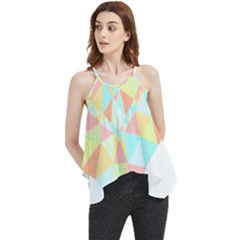 Stained Glass T- Shirt Polygon Geometric Heart Retro T- Shirt Flowy Camisole Tank Top by maxcute