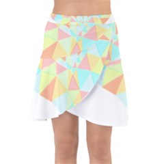 Stained Glass T- Shirt Polygon Geometric Heart Retro T- Shirt Wrap Front Skirt by maxcute