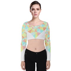 Stained Glass T- Shirt Polygon Geometric Heart Retro T- Shirt Velvet Long Sleeve Crop Top by maxcute