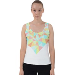 Stained Glass T- Shirt Polygon Geometric Heart Retro T- Shirt Velvet Tank Top by maxcute