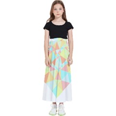 Stained Glass T- Shirt Polygon Geometric Heart Retro T- Shirt Kids  Flared Maxi Skirt by maxcute