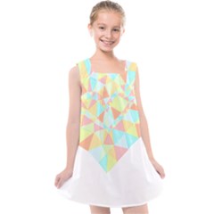 Stained Glass T- Shirt Polygon Geometric Heart Retro T- Shirt Kids  Cross Back Dress by maxcute