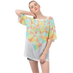 Stained Glass T- Shirt Polygon Geometric Heart Retro T- Shirt Oversized Chiffon Top by maxcute