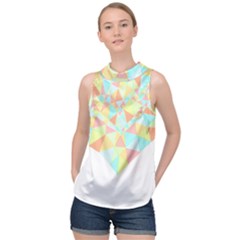 Stained Glass T- Shirt Polygon Geometric Heart Retro T- Shirt High Neck Satin Top by maxcute