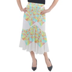 Stained Glass T- Shirt Polygon Geometric Heart Retro T- Shirt Midi Mermaid Skirt by maxcute