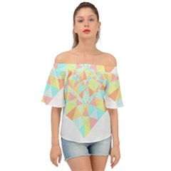 Stained Glass T- Shirt Polygon Geometric Heart Retro T- Shirt Off Shoulder Short Sleeve Top by maxcute