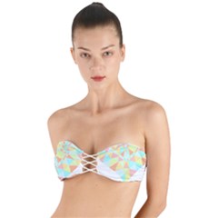 Stained Glass T- Shirt Polygon Geometric Heart Retro T- Shirt Twist Bandeau Bikini Top by maxcute