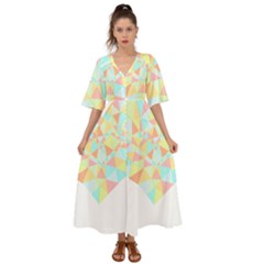 Stained Glass T- Shirt Polygon Geometric Heart Retro T- Shirt Kimono Sleeve Boho Dress by maxcute