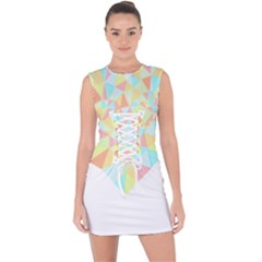 Stained Glass T- Shirt Polygon Geometric Heart Retro T- Shirt Lace Up Front Bodycon Dress by maxcute