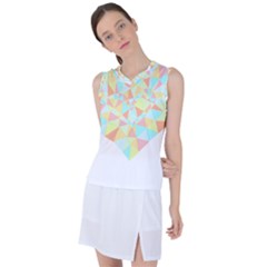 Stained Glass T- Shirt Polygon Geometric Heart Retro T- Shirt Women s Sleeveless Sports Top by maxcute