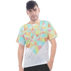 Stained Glass T- Shirt Polygon Geometric Heart Retro T- Shirt Men s Sport Top by maxcute