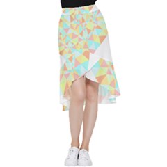 Stained Glass T- Shirt Polygon Geometric Heart Retro T- Shirt Frill Hi Low Chiffon Skirt by maxcute