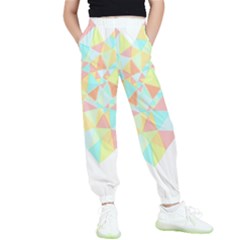 Stained Glass T- Shirt Polygon Geometric Heart Retro T- Shirt Kids  Elastic Waist Pants by maxcute