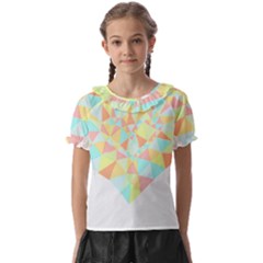 Stained Glass T- Shirt Polygon Geometric Heart Retro T- Shirt Kids  Frill Chiffon Blouse by maxcute