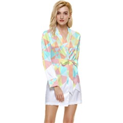 Stained Glass T- Shirt Polygon Geometric Heart Retro T- Shirt Long Sleeve Satin Robe by maxcute