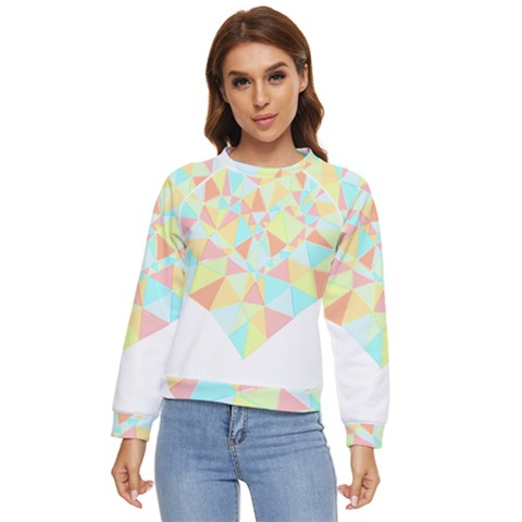 Stained Glass T- Shirt Polygon Geometric Heart Retro T- Shirt Women s Long Sleeve Raglan Tee by maxcute