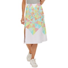 Stained Glass T- Shirt Polygon Geometric Heart Retro T- Shirt Midi Panel Skirt by maxcute