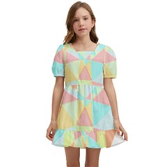 Stained Glass T- Shirt Polygon Geometric Heart Retro T- Shirt Kids  Short Sleeve Dolly Dress by maxcute