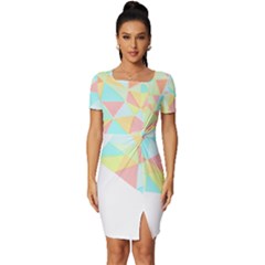 Stained Glass T- Shirt Polygon Geometric Heart Retro T- Shirt Fitted Knot Split End Bodycon Dress by maxcute