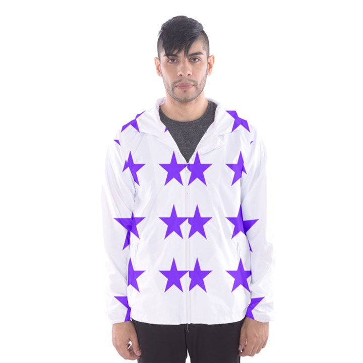 Star Pattern T- Shirt Star Pattern - Purple T- Shirt Men s Hooded Windbreaker