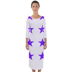 Star Pattern T- Shirt Star Pattern - Purple T- Shirt Quarter Sleeve Midi Bodycon Dress by maxcute