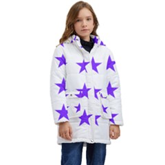 Star Pattern T- Shirt Star Pattern - Purple T- Shirt Kid s Hooded Longline Puffer Jacket by maxcute