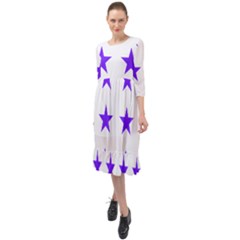 Star Pattern T- Shirt Star Pattern - Purple T- Shirt Ruffle End Midi Chiffon Dress by maxcute