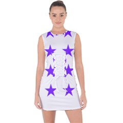 Star Pattern T- Shirt Star Pattern - Purple T- Shirt Lace Up Front Bodycon Dress by maxcute