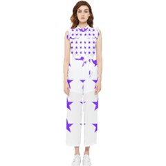 Star Pattern T- Shirt Star Pattern - Purple T- Shirt Women s Frill Top Chiffon Jumpsuit by maxcute