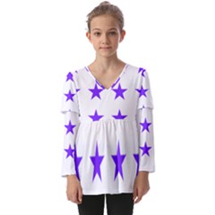 Star Pattern T- Shirt Star Pattern - Purple T- Shirt Kids  V Neck Casual Top