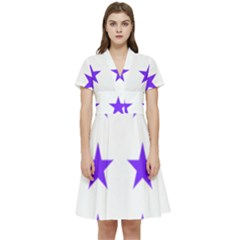 Star Pattern T- Shirt Star Pattern - Purple T- Shirt Short Sleeve Waist Detail Dress by maxcute