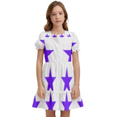 Star Pattern T- Shirt Star Pattern - Purple T- Shirt Kids  Puff Sleeved Dress by maxcute